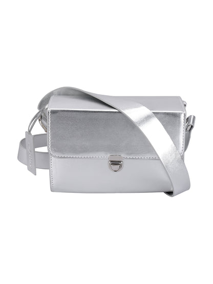 Women’s Metallic Silver Crossbody Sling Bag