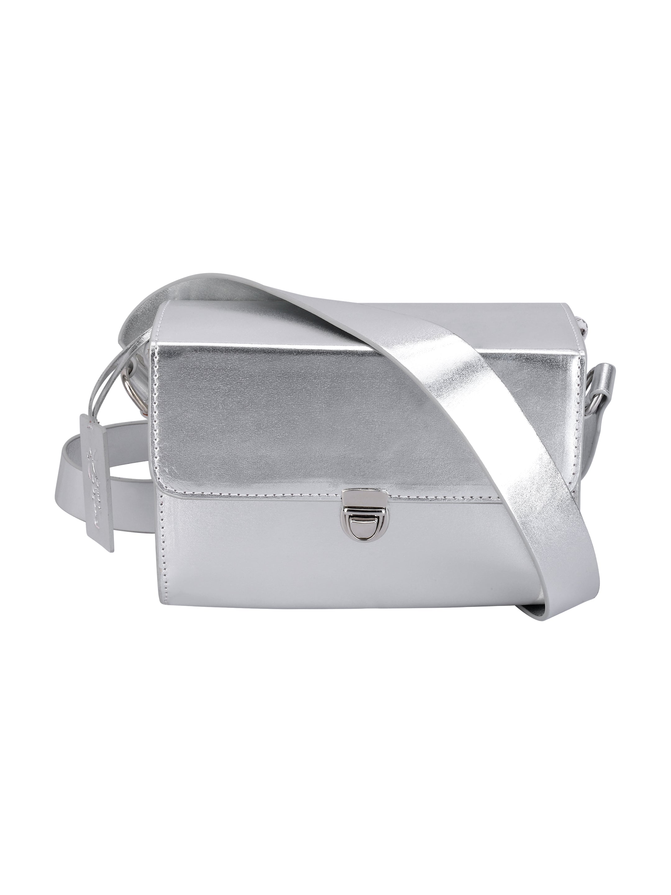 Women’s Silver Metallic Handbag & Slide Sandal Combo