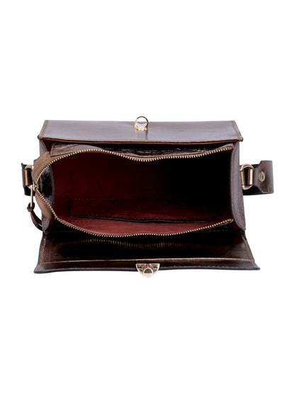 Metallic Bronze Cross Strap Heels with Matching Sling Bag