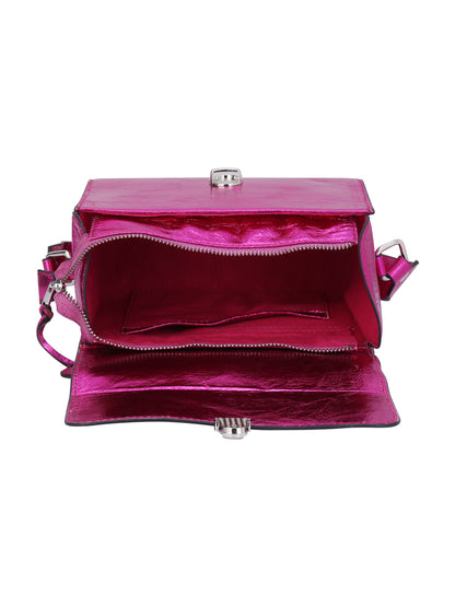 Women’s Metallic Pink Crossbody Sling Bag