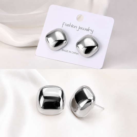 Dazelio Silver-Tone Chunky Stud Earrings for Women