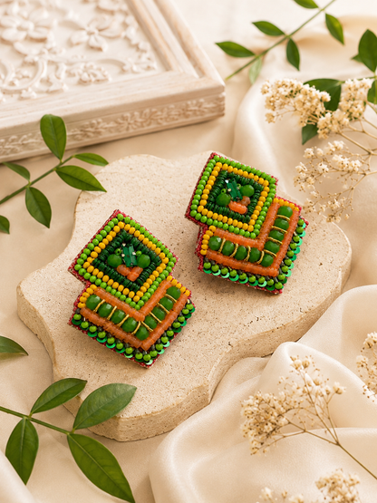 Handmade Multicolor Beaded Statement Earrings
