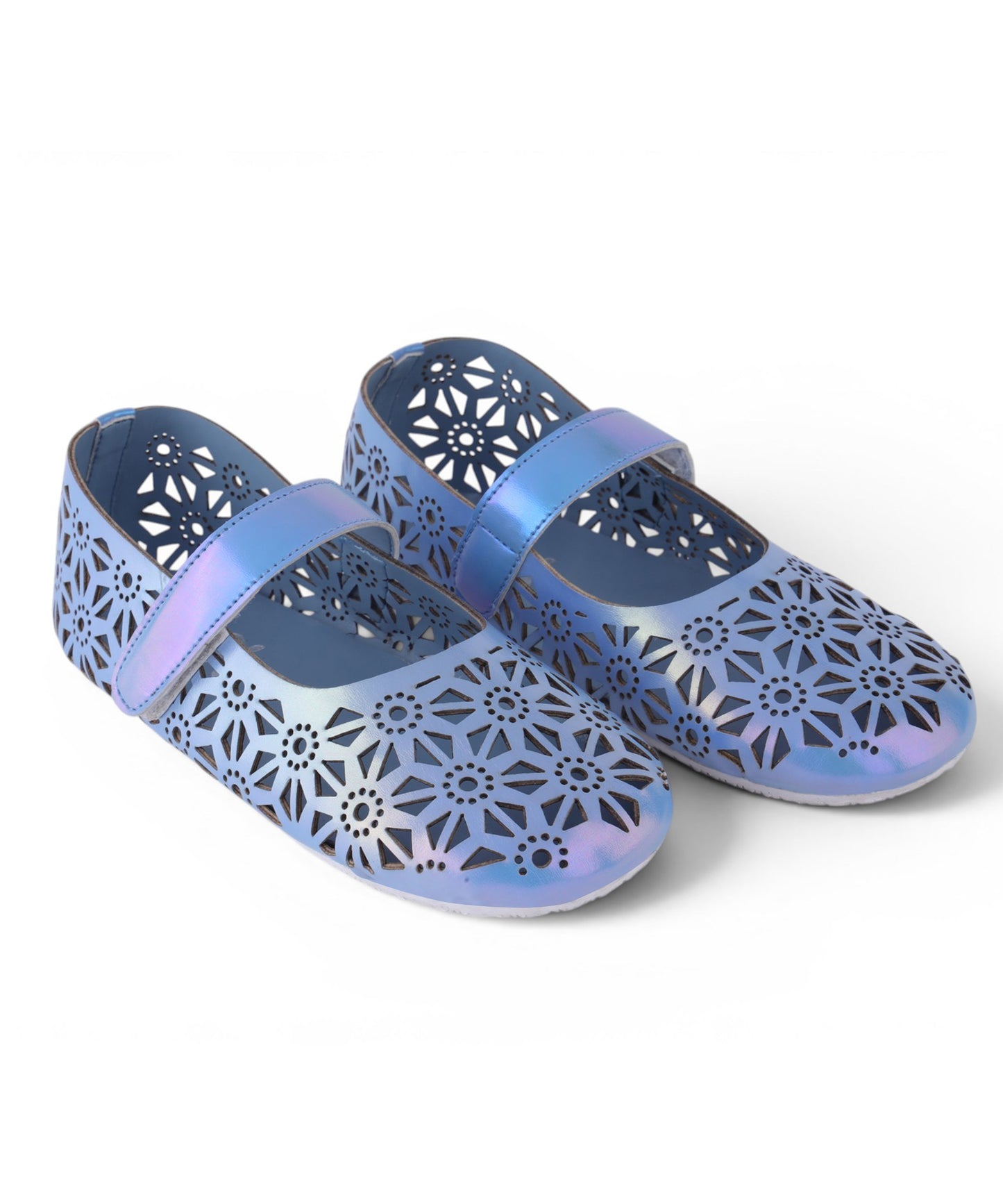 Amicaslexia Kids Metallic Blue Cutwork Ballerinas