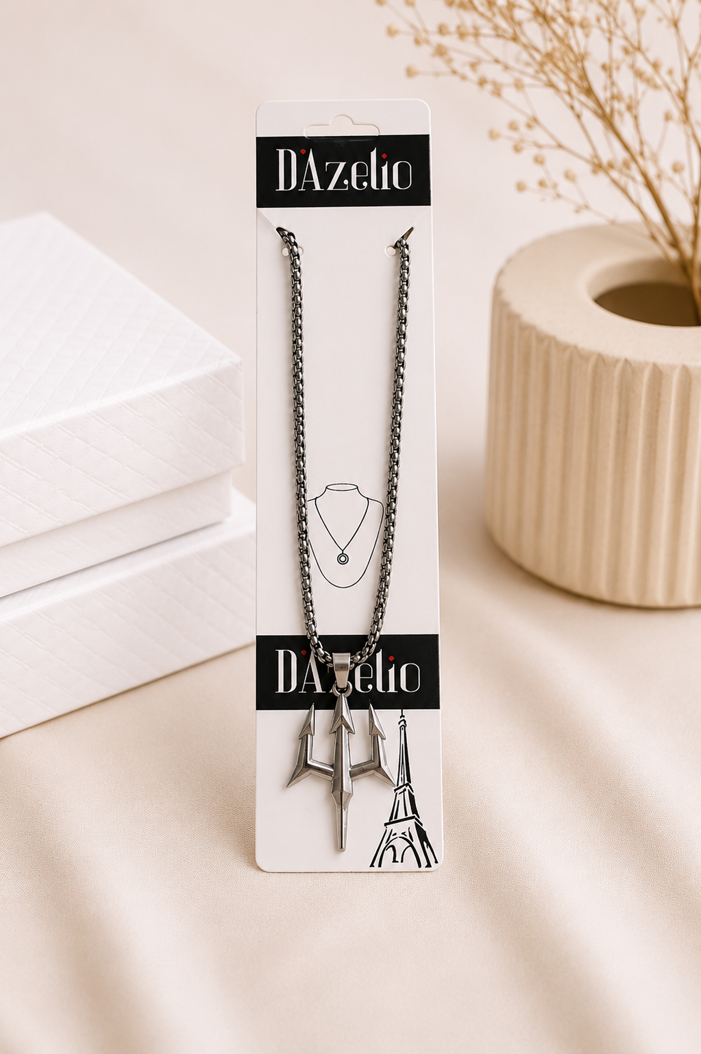 Dazelio Trident Stainless Steel Pendant Necklace for Men