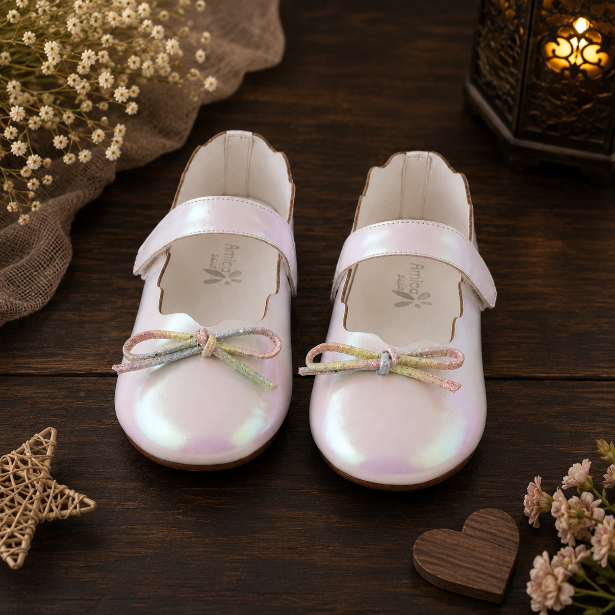 Amicaslexia Kids Pearl White Ballerina Shoes for Girls