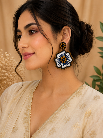 Amicaslexia Floral Embroidered Statement Earrings