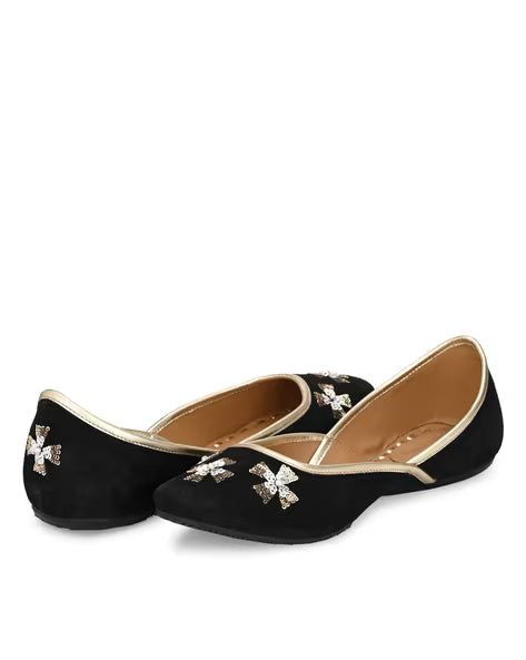 Amica Slexia Women’s Black & Gold Sequin Embellished Jutti