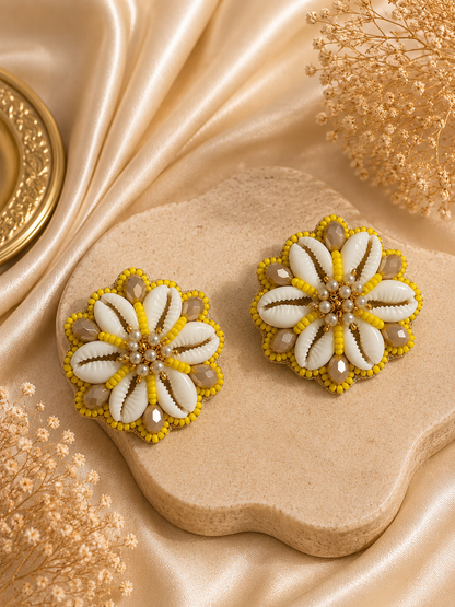Amicaslexia Sunlit Blossom Shell Statement Earrings