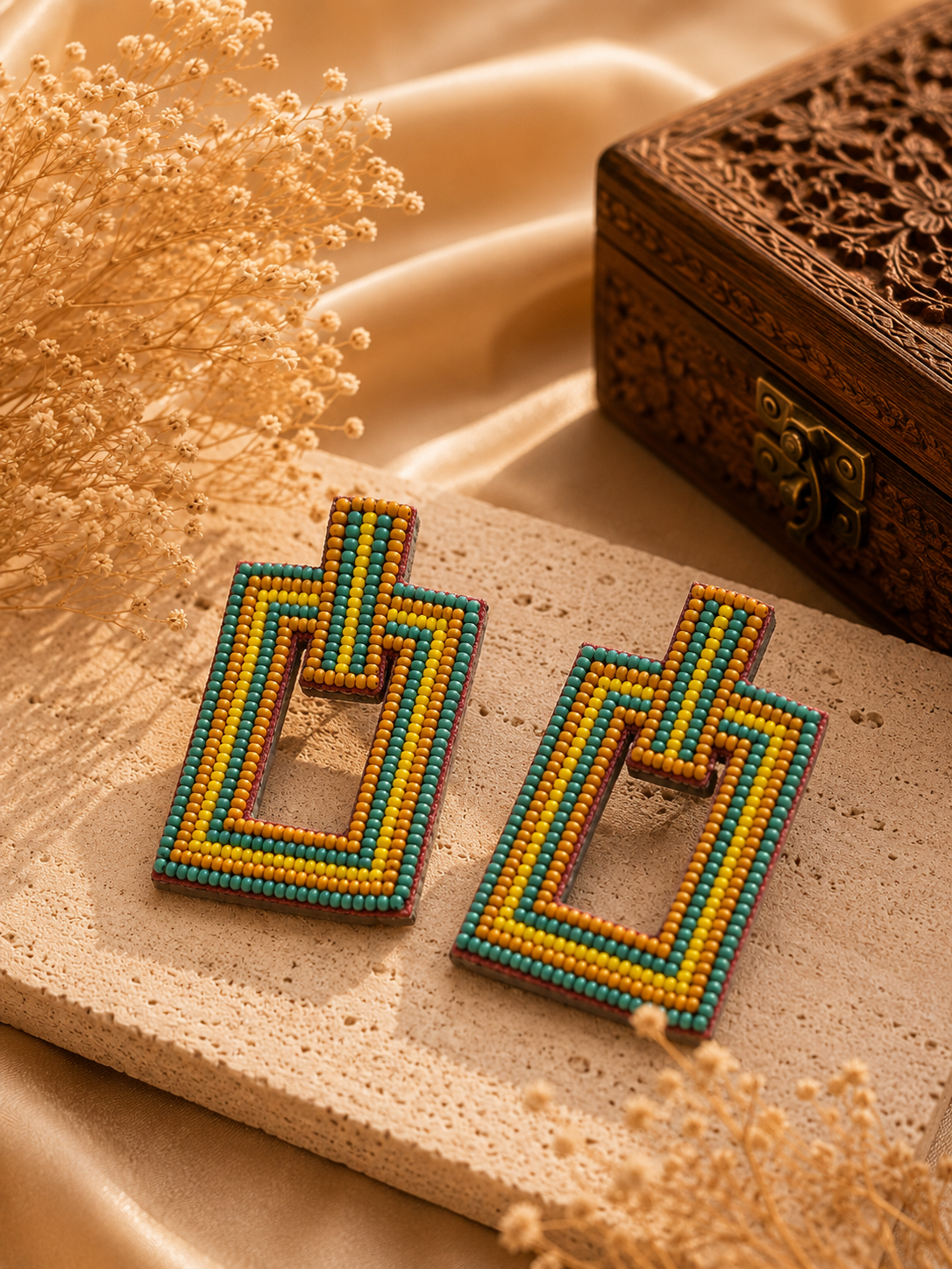 Multicolor Beaded Statement Earrings