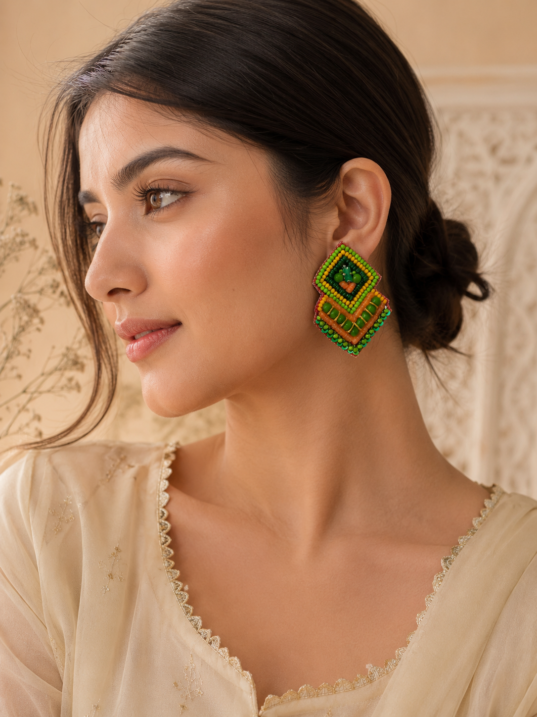Handmade Multicolor Beaded Statement Earrings