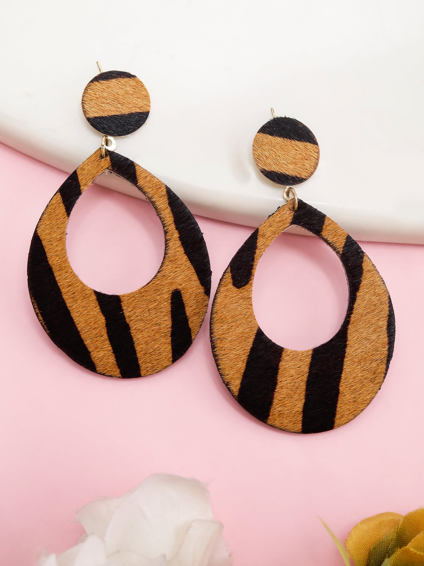 Women’s Animal Print Hoop Drop Earrings