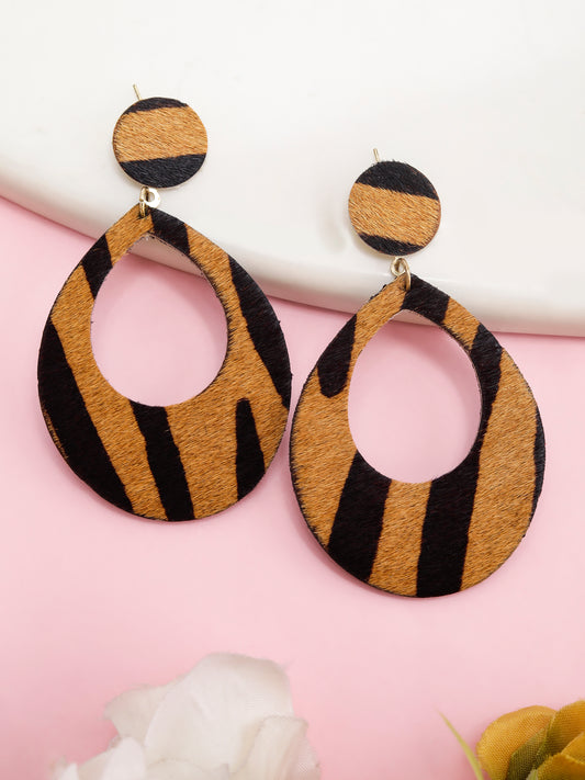 Women’s Animal Print Hoop Drop Earrings