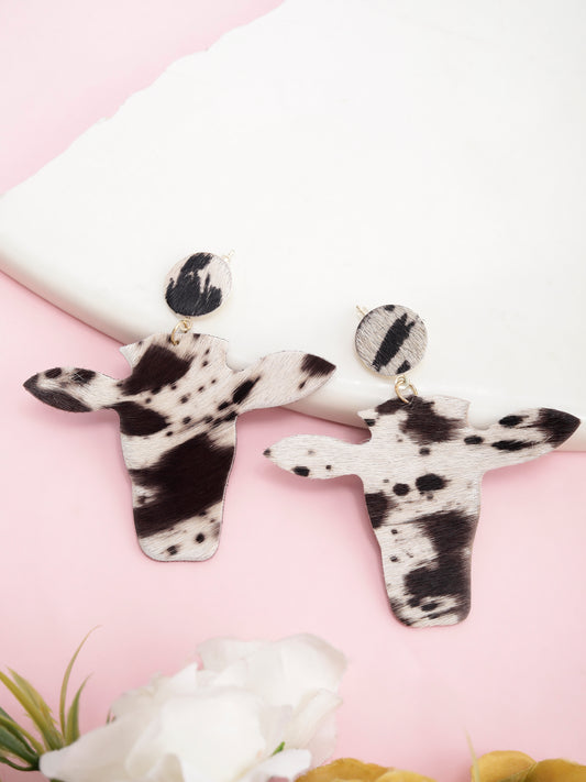 Cow Print Statement Drop Earrings