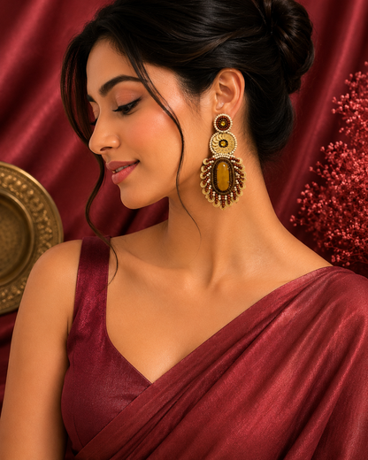 Amicaslexia Amber Royale Handcrafted Statement Earrings