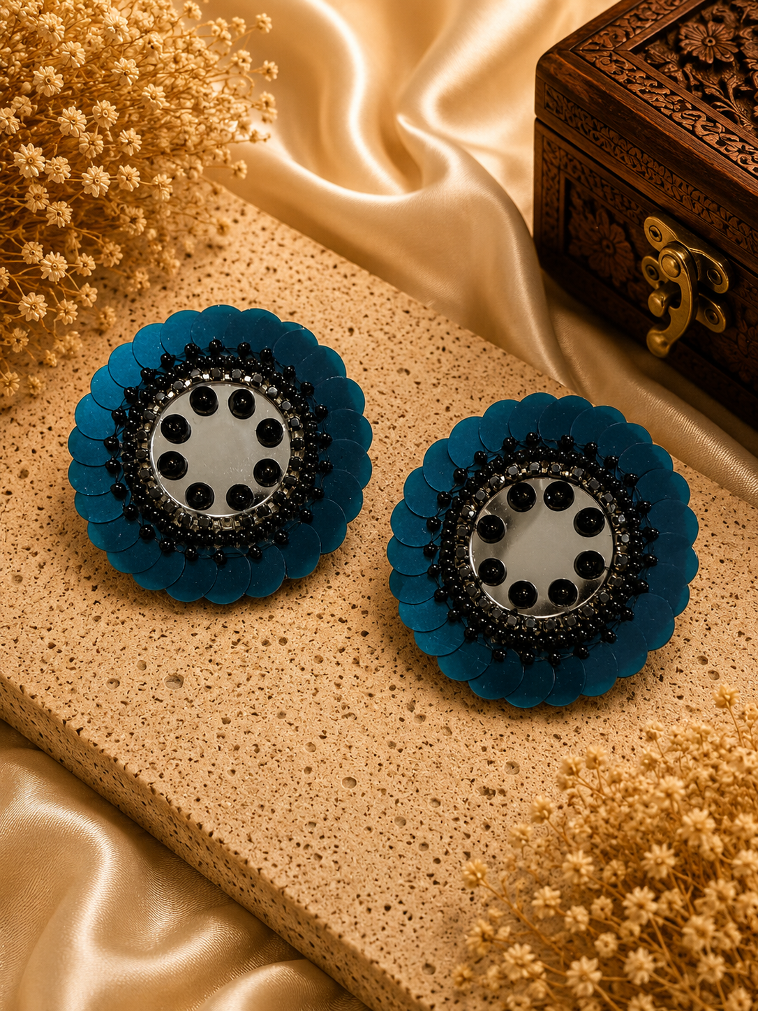 lue Mirror Sequin Statement Earrings
