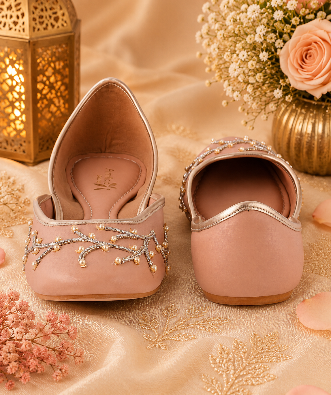 Women’s Blush Pink Embellished Ballerinas