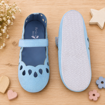 AmicaSlexia Girls Blue Glitter Cutwork Ballerina Flats