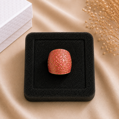 Elegant Pink & Gold Floral Statement Ring for Women