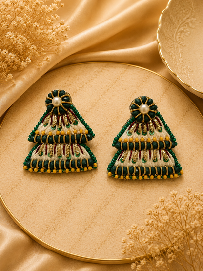 Handcrafted Tribal Triangle Statement Earrings
