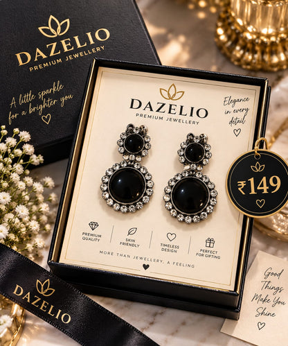 Amica Slexia Black & Silver Statement Earrings for Women