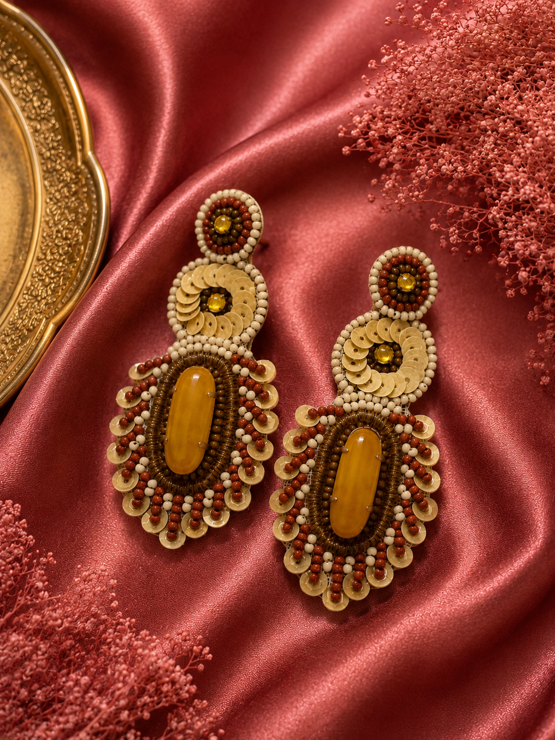Amicaslexia Amber Royale Handcrafted Statement Earrings
