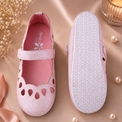 AmicaSlexia Girls Pink Glitter Ballerina Flats