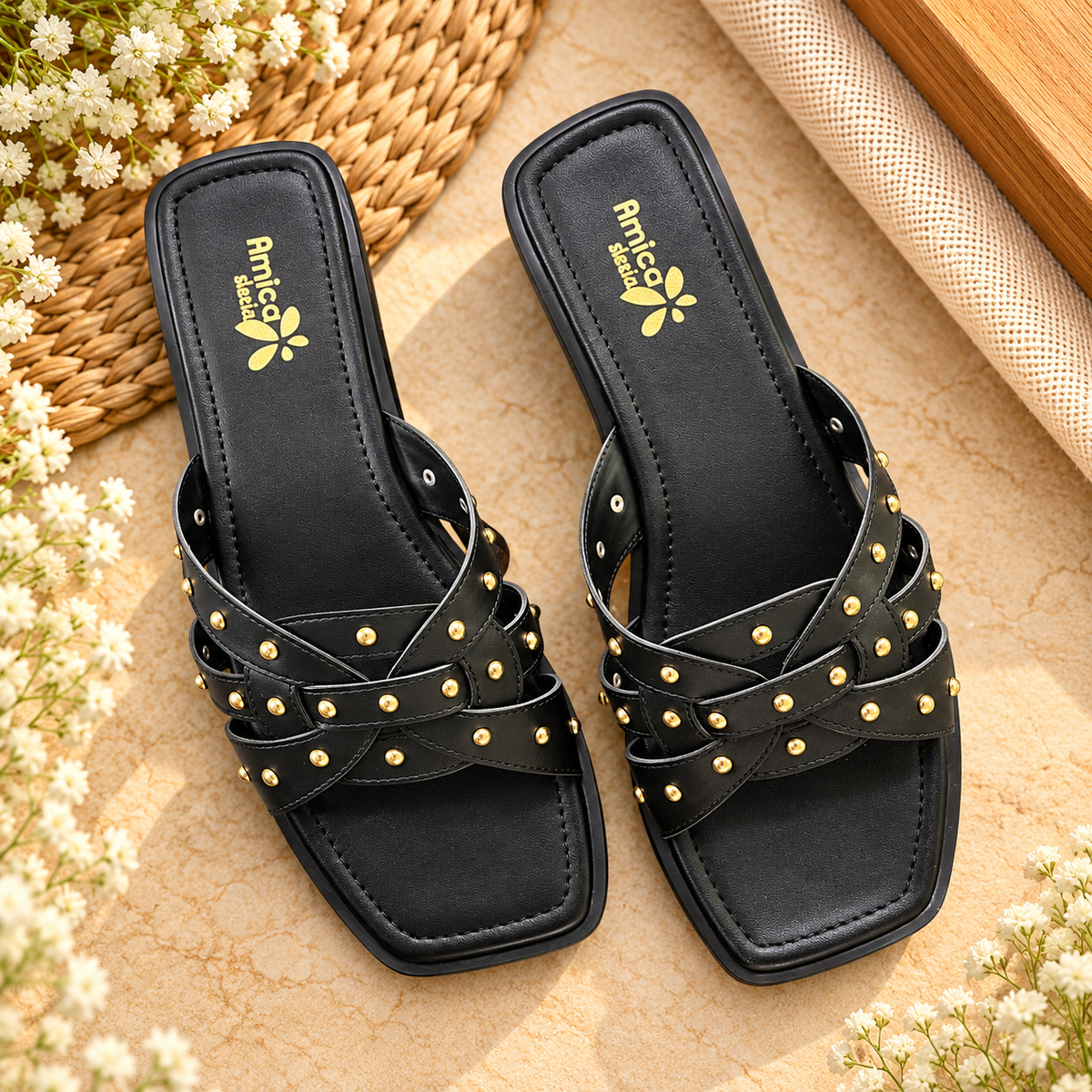 Stylish Cross-Strap Slip-On Flats for Casual and Party Wear