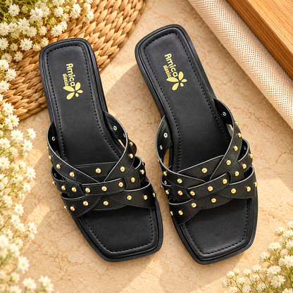 Stylish Cross-Strap Slip-On Flats for Casual and Party Wear