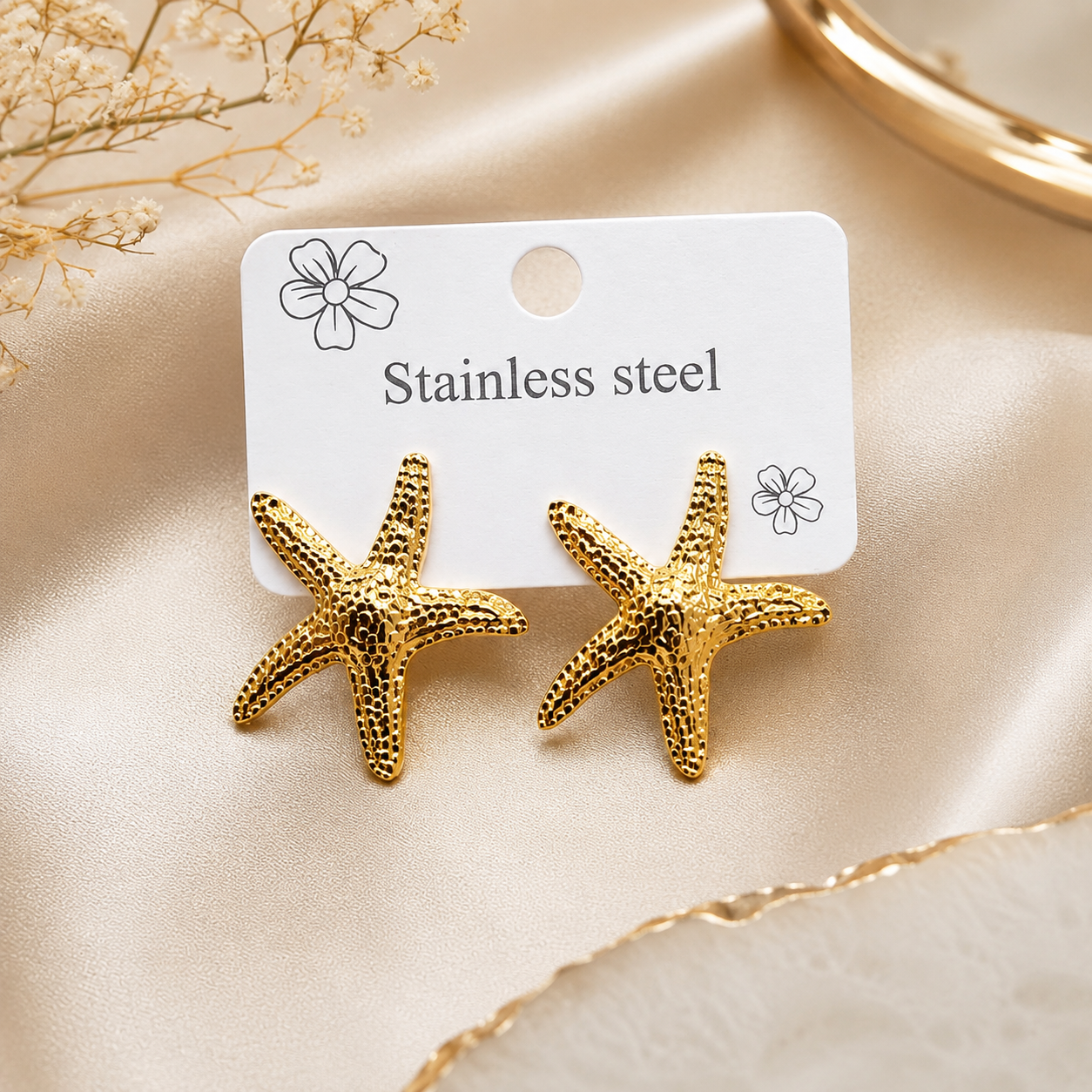 Dazelio Gold-Tone Starfish Stud Earrings for Women