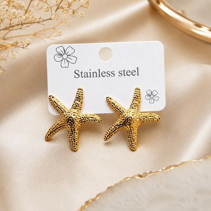 Dazelio Gold-Tone Starfish Stud Earrings for Women