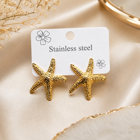 Dazelio Gold-Tone Starfish Stud Earrings for Women