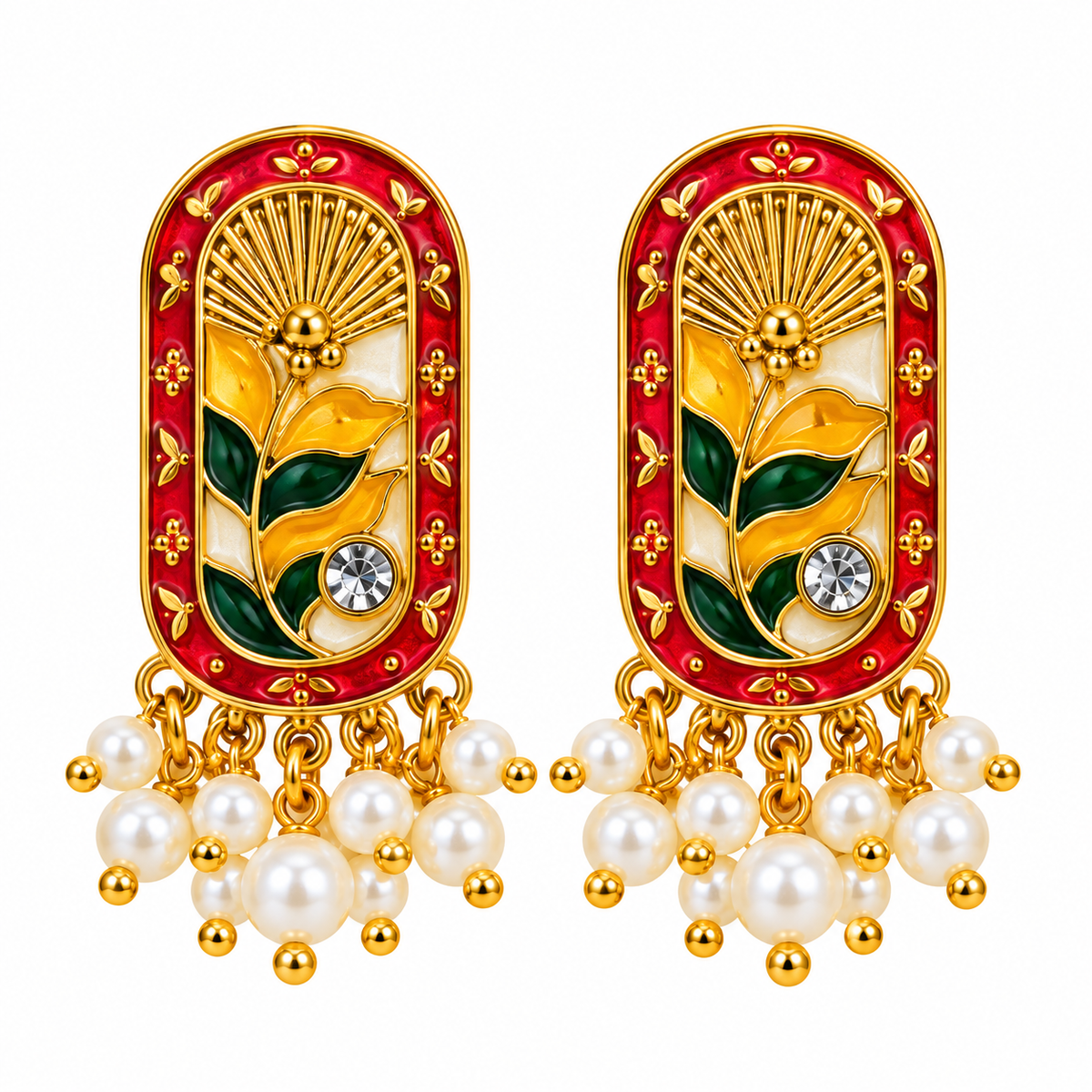 Amica Slexia Black & Red Floral Statement Earrings for Women (Copy)