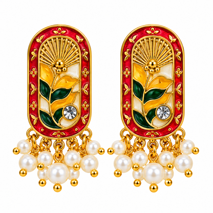 Amica Slexia Black & Red Floral Statement Earrings for Women (Copy)