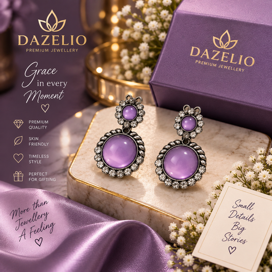 Amica Slexia Purple & Silver Statement Earrings