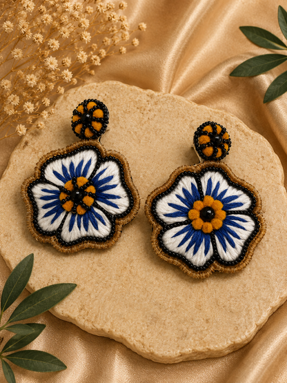 Amicaslexia Floral Embroidered Statement Earrings