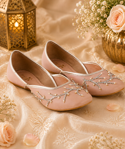 Women’s Blush Pink Embellished Ballerinas