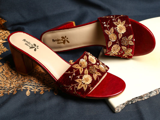 Maroon Hand crafted Lady Heels