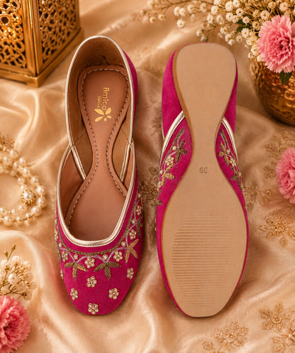 Women’s Rani Pink Embroidered Ballerinas