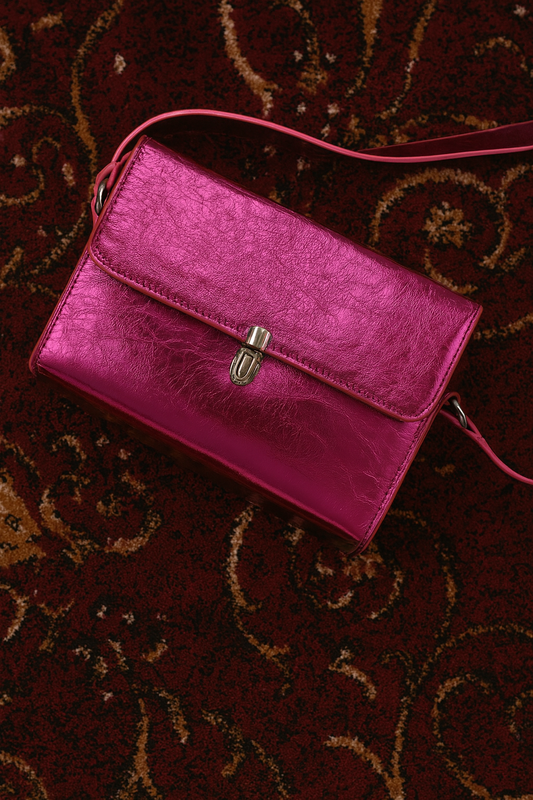 Women’s Metallic Pink Crossbody Sling Bag