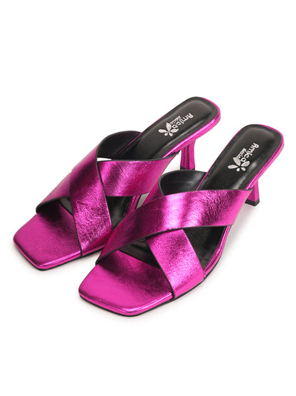 Women’s Metallic Pink Heels Sandals