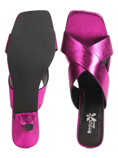 Women’s Metallic Pink Heels Sandals