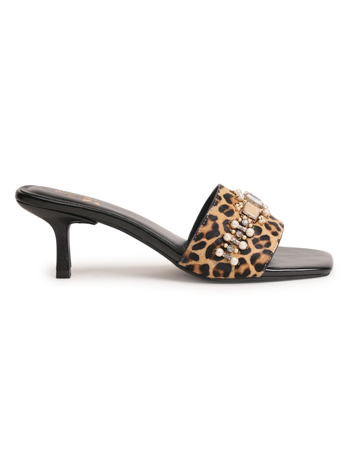 Amica Slexia Women’s Leopard Print Embellished Heels