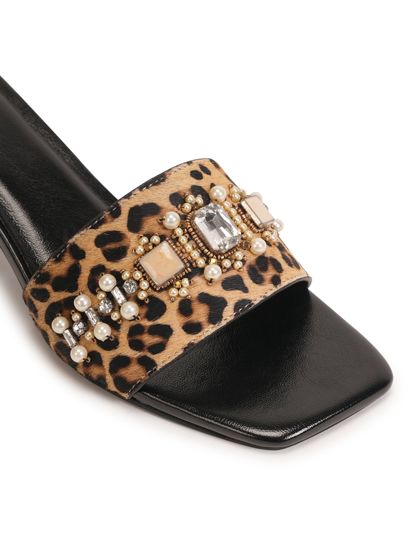 Amica Slexia Women’s Leopard Print Embellished Heels