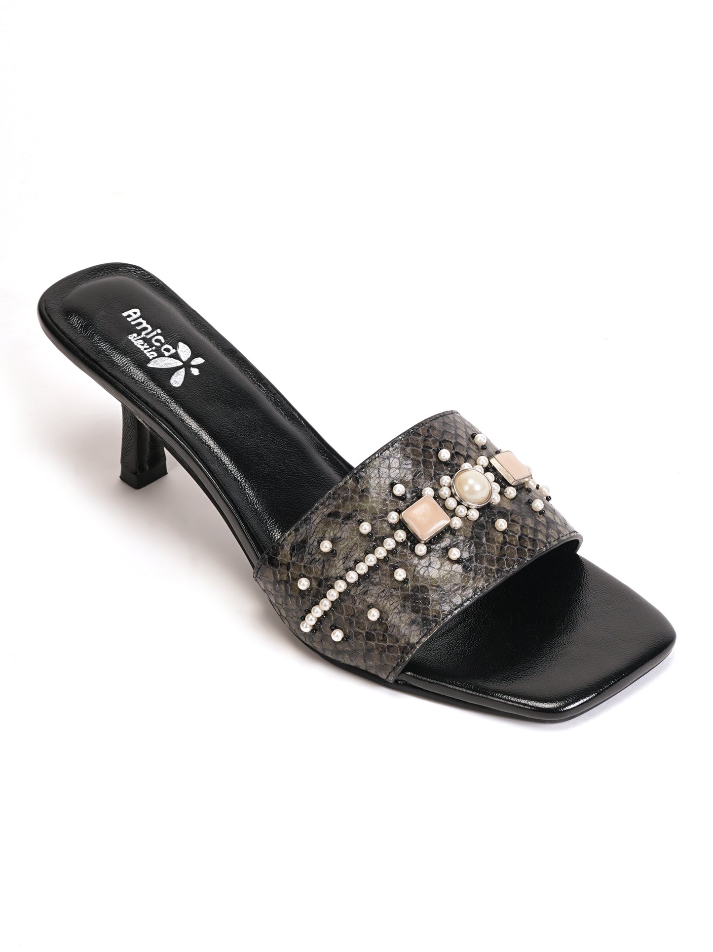 Amica Slexia Women’s Black Embellished Slip-On Flats