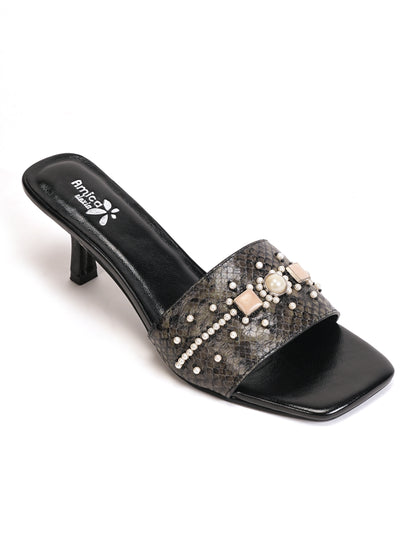 Amica Slexia Women’s Black Embellished Slip-On Flats