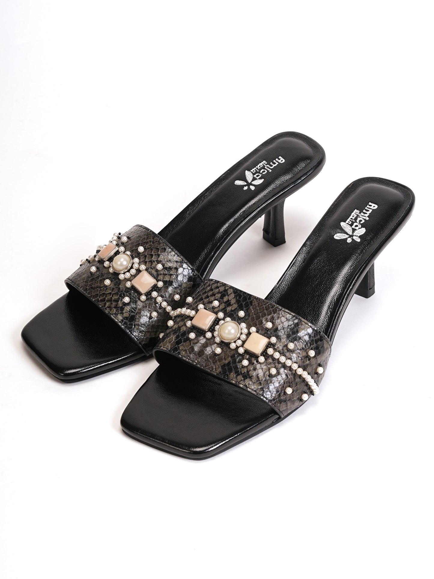 Amica Slexia Women’s Black Embellished Slip-On Flats