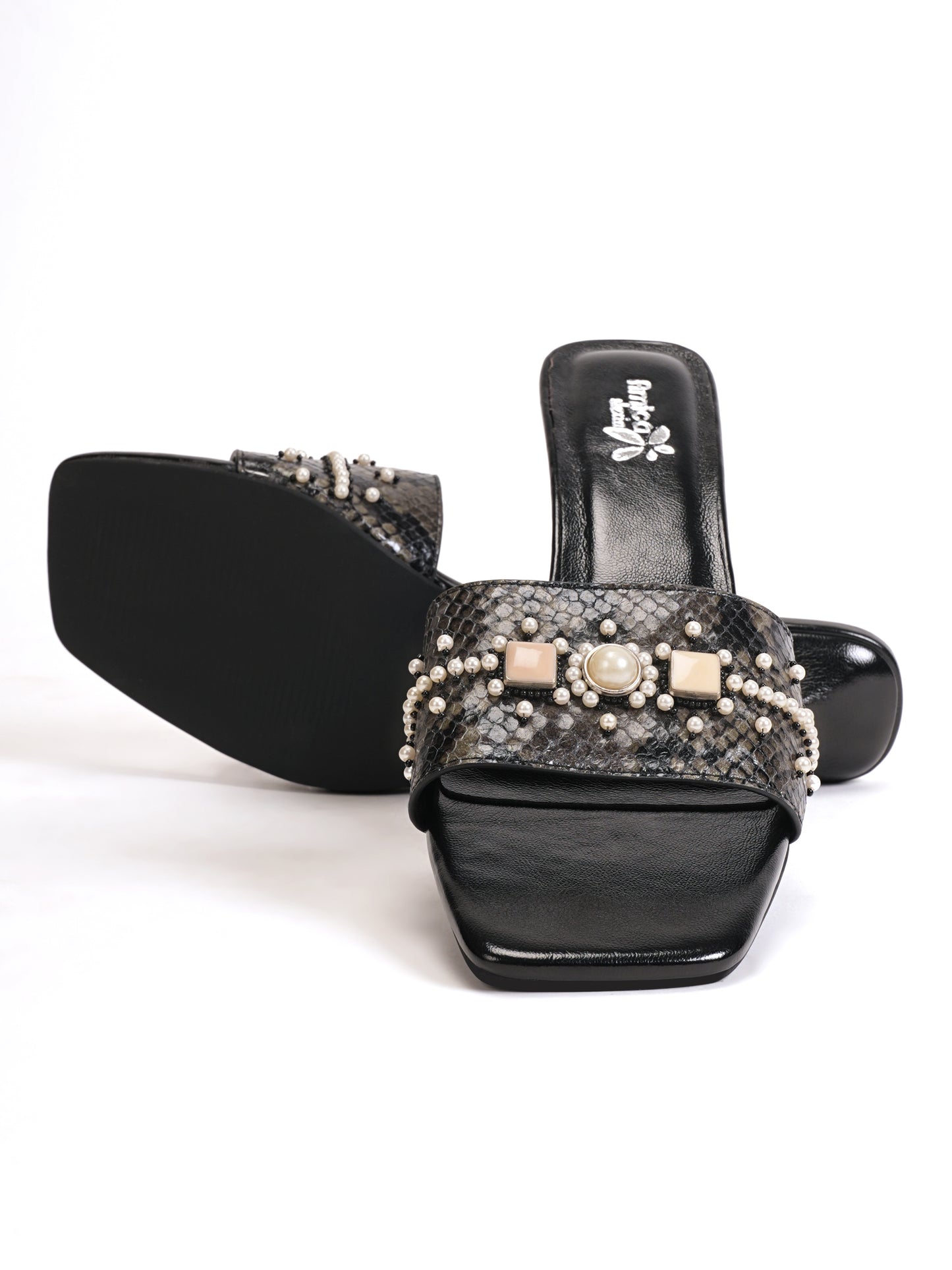 Amica Slexia Women’s Black Embellished Slip-On Flats