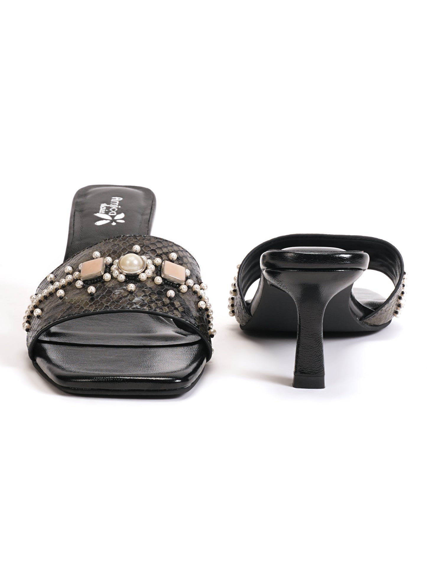 Amica Slexia Women’s Black Embellished Slip-On Flats