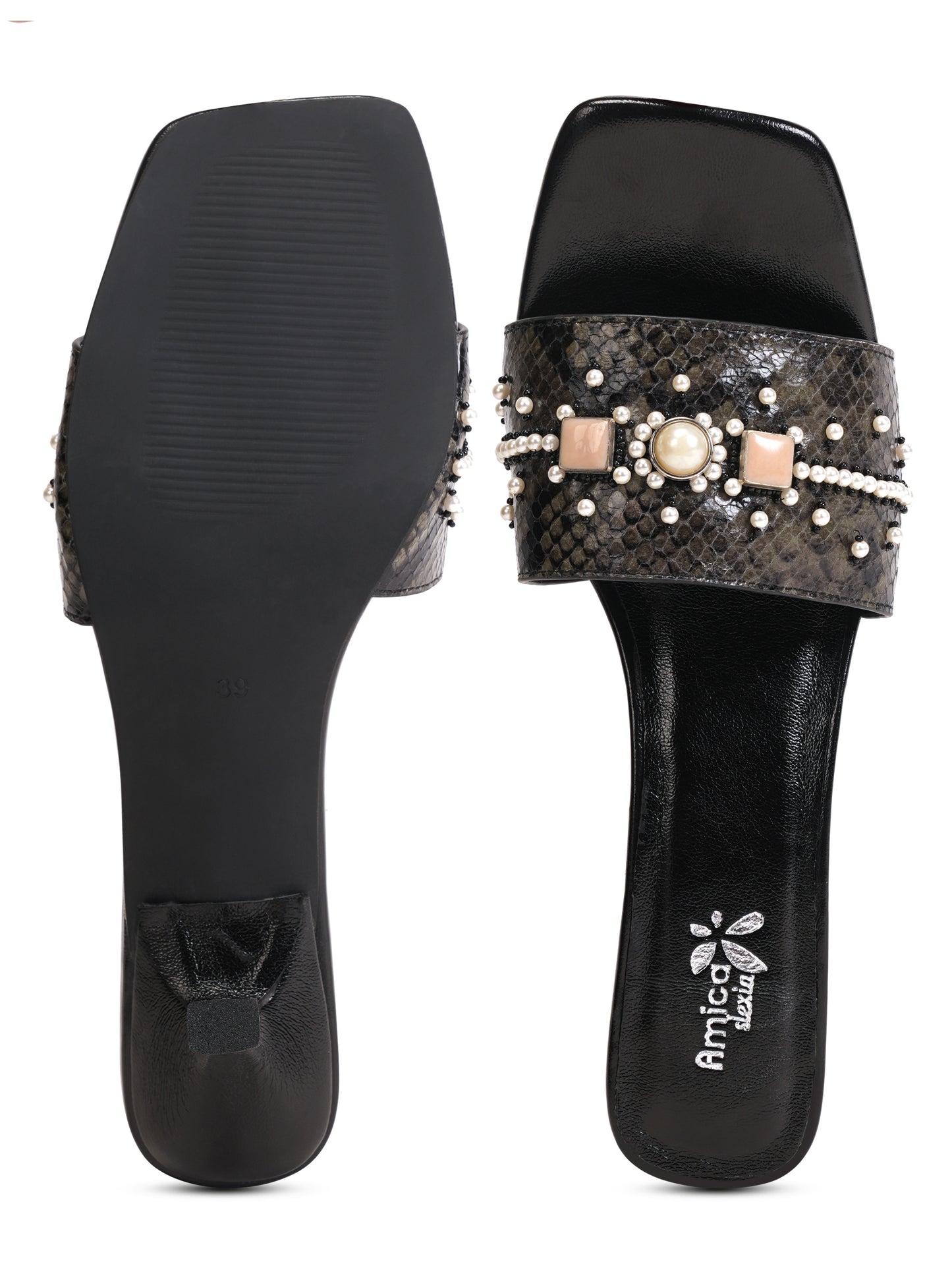 Amica Slexia Women’s Black Embellished Slip-On Flats
