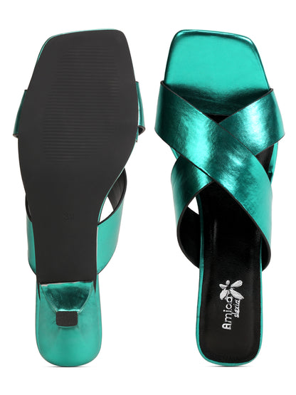 Amica Slexia Women’s Metallic Green Heels